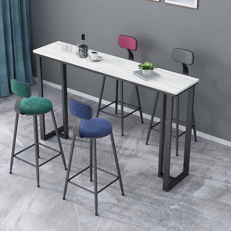 Rectangle Industrial Style Bar Table 42-inch Height Iron Pedestal Bistro Table 55.1"L x 15.7"W x 41.3"H White Without Chairs Clearhalo 'Bar Furniture' 'Bar Tables' 'bar_tables' 'furn' 'furn_bar_tables' 'Furniture' 'furniture_bar_tables' 'Kitchen & Dining Furniture' 5079978