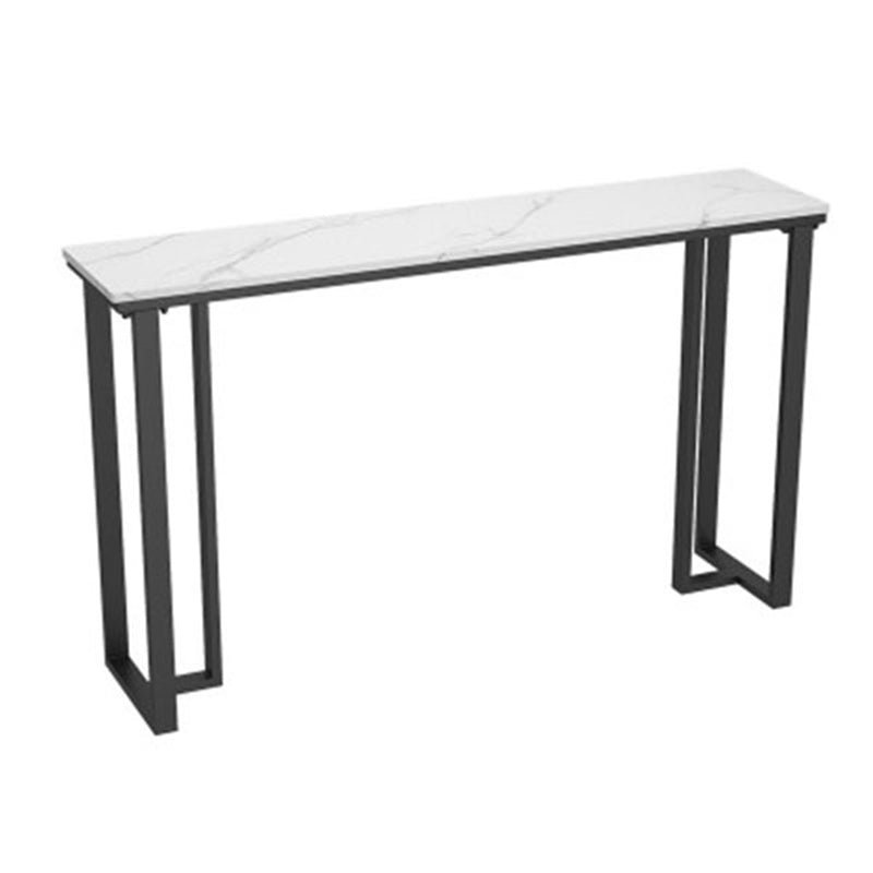 Rectangle Industrial Style Bar Table 42-inch Height Iron Pedestal Bistro Table White Without Chairs Clearhalo 'Bar Furniture' 'Bar Tables' 'bar_tables' 'furn' 'furn_bar_tables' 'Furniture' 'furniture_bar_tables' 'Kitchen & Dining Furniture' 5079979