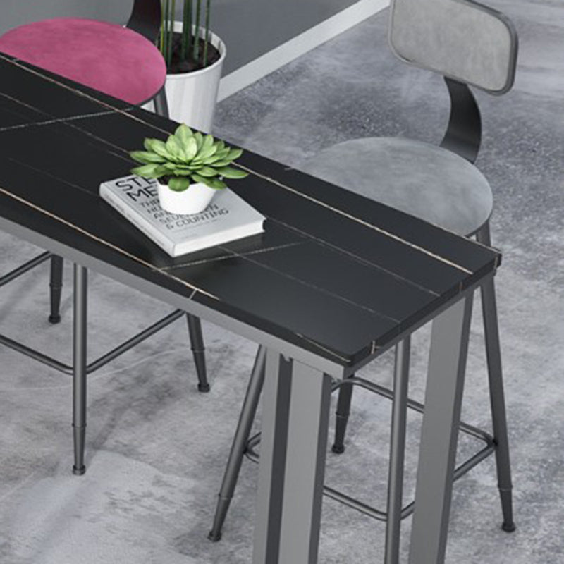 Rectangle Industrial Style Bar Table 42-inch Height Iron Pedestal Bistro Table Clearhalo 'Bar Furniture' 'Bar Tables' 'bar_tables' 'furn' 'furn_bar_tables' 'Furniture' 'furniture_bar_tables' 'Kitchen & Dining Furniture' 5079982