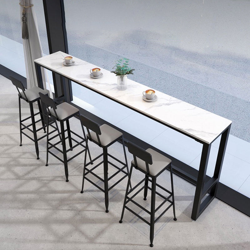 Rectangle Industrial Style Bar Table 42-inch Height Iron Pedestal Bistro Table Clearhalo 'Bar Furniture' 'Bar Tables' 'bar_tables' 'furn' 'furn_bar_tables' 'Furniture' 'furniture_bar_tables' 'Kitchen & Dining Furniture' 5079986