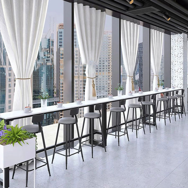 Rectangle Industrial Style Bar Table 42-inch Height Iron Pedestal Bistro Table Clearhalo 'Bar Furniture' 'Bar Tables' 'bar_tables' 'furn' 'furn_bar_tables' 'Furniture' 'furniture_bar_tables' 'Kitchen & Dining Furniture' 5079987