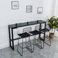 Nordic Rectangle Bar Table 42-inch Height Iron Pedestal Bistro Table 55.1"L x 15.7"W x 41.3"H Black-Gold Without Chairs Clearhalo 'Bar Furniture' 'Bar Tables' 'bar_tables' 'furn' 'furn_bar_tables' 'Furniture' 'furniture_bar_tables' 'Kitchen & Dining Furniture' 5080021