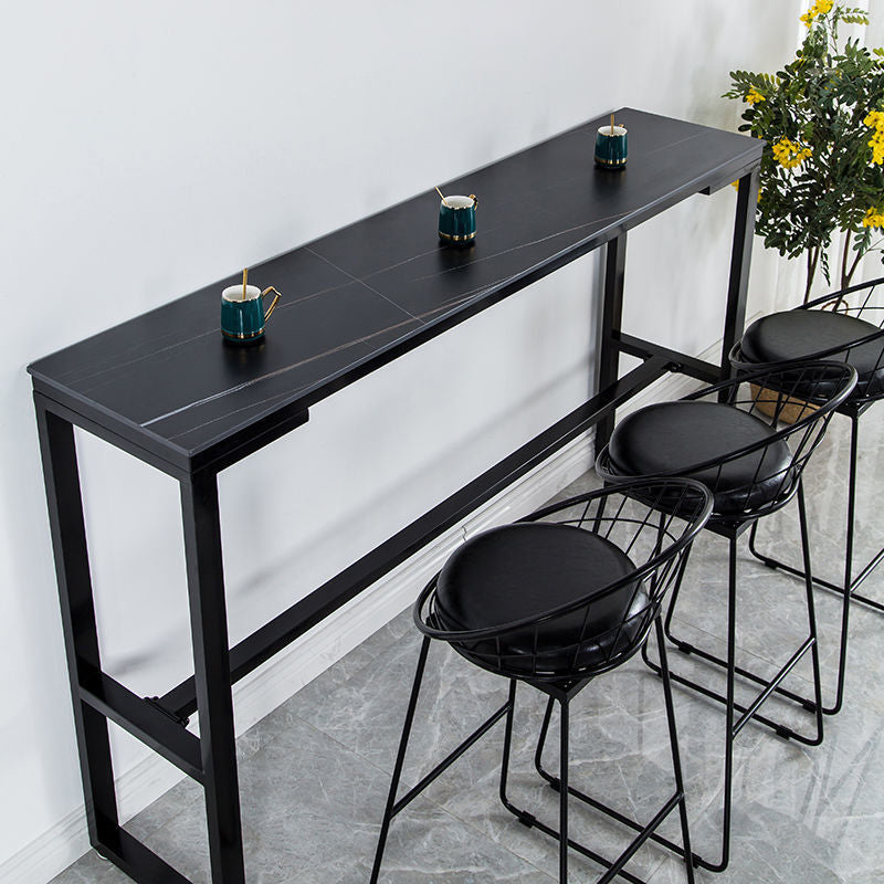 Nordic Rectangle Bar Table 42-inch Height Iron Pedestal Bistro Table Clearhalo 'Bar Furniture' 'Bar Tables' 'bar_tables' 'furn' 'furn_bar_tables' 'Furniture' 'furniture_bar_tables' 'Kitchen & Dining Furniture' 5080024