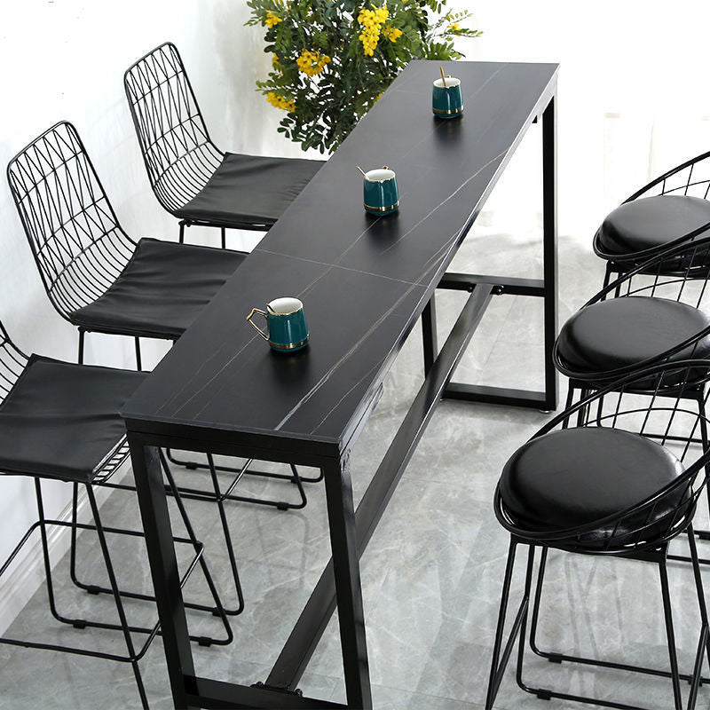 Nordic Rectangle Bar Table 42-inch Height Iron Pedestal Bistro Table Clearhalo 'Bar Furniture' 'Bar Tables' 'bar_tables' 'furn' 'furn_bar_tables' 'Furniture' 'furniture_bar_tables' 'Kitchen & Dining Furniture' 5080025