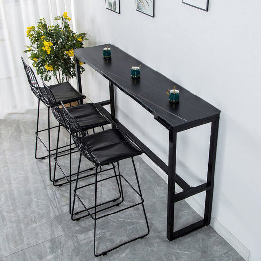 Nordic Rectangle Bar Table 42-inch Height Iron Pedestal Bistro Table Clearhalo 'Bar Furniture' 'Bar Tables' 'bar_tables' 'furn' 'furn_bar_tables' 'Furniture' 'furniture_bar_tables' 'Kitchen & Dining Furniture' 5080029