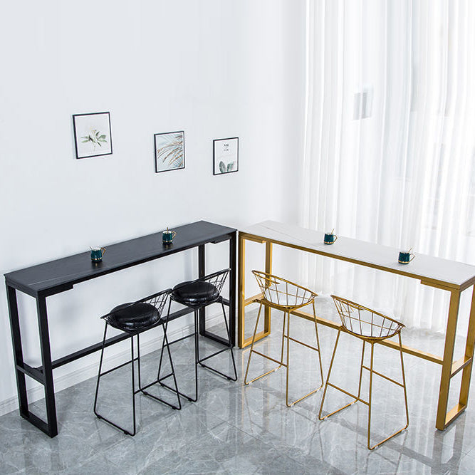 Nordic Rectangle Bar Table 42-inch Height Iron Pedestal Bistro Table Clearhalo 'Bar Furniture' 'Bar Tables' 'bar_tables' 'furn' 'furn_bar_tables' 'Furniture' 'furniture_bar_tables' 'Kitchen & Dining Furniture' 5080030