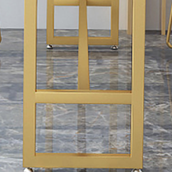 Stone Bar Dining Table Glam Rectangle Bar Table with Trestle for Restaurant Clearhalo 'Bar Furniture' 'Bar Tables' 'bar_tables' 'furn' 'furn_bar_tables' 'Furniture' 'furniture_bar_tables' 'Kitchen & Dining Furniture' 5080040