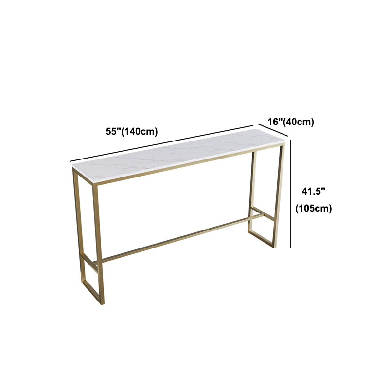 Stone Bar Dining Table Glam Rectangle Bar Table with Trestle for Restaurant Clearhalo 'Bar Furniture' 'Bar Tables' 'bar_tables' 'furn' 'furn_bar_tables' 'Furniture' 'furniture_bar_tables' 'Kitchen & Dining Furniture' 5080049