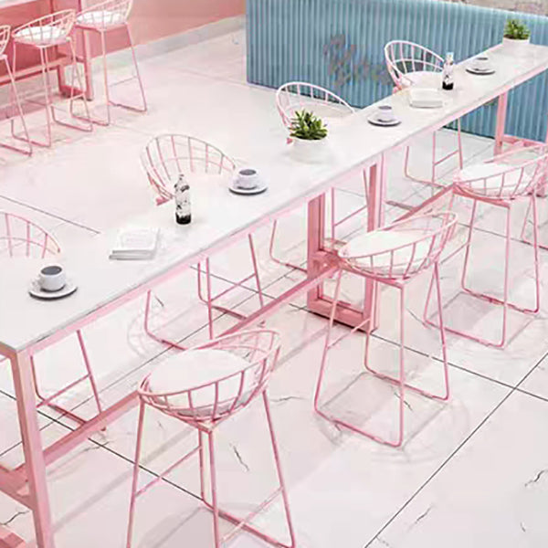 Stone Bar Dining Table Modern Rectangle Bar Table with Trestle Pedestal for Cafe Clearhalo 'Bar Furniture' 'Bar Tables' 'bar_tables' 'furn' 'furn_bar_tables' 'Furniture' 'furniture_bar_tables' 'Kitchen & Dining Furniture' 5080079