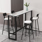 Stone Bar Dining Table Modern Rectangle Bar Table with Trestle Pedestal for Living Room 63"L x 15.7"W x 41.3"H Black Without Chairs Clearhalo 'Bar Furniture' 'Bar Tables' 'bar_tables' 'furn' 'furn_bar_tables' 'Furniture' 'furniture_bar_tables' 'Kitchen & Dining Furniture' 5080112