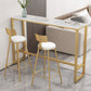Stone Bar Dining Table Modern Rectangle Bar Table with Trestle Pedestal for Living Room 63"L x 15.7"W x 41.3"H Gold Without Chairs Clearhalo 'Bar Furniture' 'Bar Tables' 'bar_tables' 'furn' 'furn_bar_tables' 'Furniture' 'furniture_bar_tables' 'Kitchen & Dining Furniture' 5080113