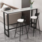 Stone Bar Dining Table Modern Rectangle Bar Table with Trestle Pedestal for Living Room 55.1"L x 15.7"W x 41.3"H Black Without Chairs Clearhalo 'Bar Furniture' 'Bar Tables' 'bar_tables' 'furn' 'furn_bar_tables' 'Furniture' 'furniture_bar_tables' 'Kitchen & Dining Furniture' 5080114
