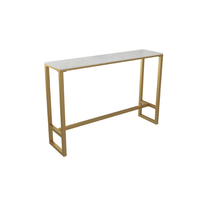 Stone Bar Dining Table Modern Rectangle Bar Table with Trestle Pedestal for Living Room Gold Without Chairs Clearhalo 'Bar Furniture' 'Bar Tables' 'bar_tables' 'furn' 'furn_bar_tables' 'Furniture' 'furniture_bar_tables' 'Kitchen & Dining Furniture' 5080120