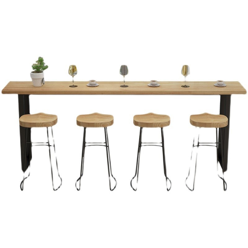 Pine Wood Bar Dining Table Modern Rectangle Bar Table with Sled Pedestal for Milk Tea Shop Clearhalo 'Bar Furniture' 'Bar Tables' 'bar_tables' 'furn' 'furn_bar_tables' 'Furniture' 'furniture_bar_tables' 'Kitchen & Dining Furniture' 5080131