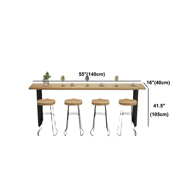 Pine Wood Bar Dining Table Modern Rectangle Bar Table with Sled Pedestal for Milk Tea Shop Clearhalo 'Bar Furniture' 'Bar Tables' 'bar_tables' 'furn' 'furn_bar_tables' 'Furniture' 'furniture_bar_tables' 'Kitchen & Dining Furniture' 5080138