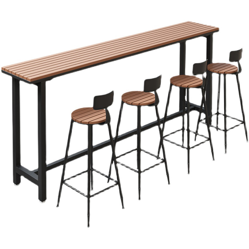 Wood Bar Dining Table Modern Rectangle Bar Table with Trestle Pedestal for Balcony Clearhalo 'Bar Furniture' 'Bar Tables' 'bar_tables' 'furn' 'furn_bar_tables' 'Furniture' 'furniture_bar_tables' 'Kitchen & Dining Furniture' 5080151