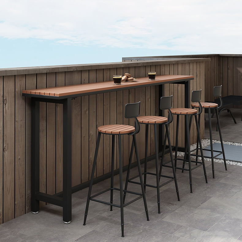 Wood Bar Dining Table Modern Rectangle Bar Table with Trestle Pedestal for Balcony Clearhalo 'Bar Furniture' 'Bar Tables' 'bar_tables' 'furn' 'furn_bar_tables' 'Furniture' 'furniture_bar_tables' 'Kitchen & Dining Furniture' 5080154