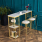 Stone Bar Dining Table Glam Rectangle Bar Table with Double Pedestal for Dessert Shop 63"L x 15.7"W x 41.3"H Without Chairs Clearhalo 'Bar Furniture' 'Bar Tables' 'bar_tables' 'furn' 'furn_bar_tables' 'Furniture' 'furniture_bar_tables' 'Kitchen & Dining Furniture' 5080169