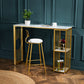 Stone Bar Dining Table Glam Rectangle Bar Table with Double Pedestal for Dessert Shop 55.1"L x 15.7"W x 41.3"H Without Chairs Clearhalo 'Bar Furniture' 'Bar Tables' 'bar_tables' 'furn' 'furn_bar_tables' 'Furniture' 'furniture_bar_tables' 'Kitchen & Dining Furniture' 5080170