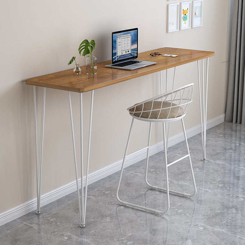 Wood Bar Dining Table Modern Rectangle Bar Table with 4 Legs Pedestal for Dessert Shop White Natural Clearhalo 'Bar Furniture' 'Bar Tables' 'bar_tables' 'furn' 'furn_bar_tables' 'Furniture' 'furniture_bar_tables' 'Kitchen & Dining Furniture' 5080187