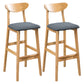 Modern Dessert Shop Oak Wood Stool Matte Finish Upholstered Bar Stools Grey 2 Piece Set Clearhalo 'Bar Furniture' 'Bar Stools' 'bar_stools' 'furn' 'furn_bar_stools' 'Furniture' 'furniture_bar_stools' 'Kitchen & Dining Furniture' 5080203
