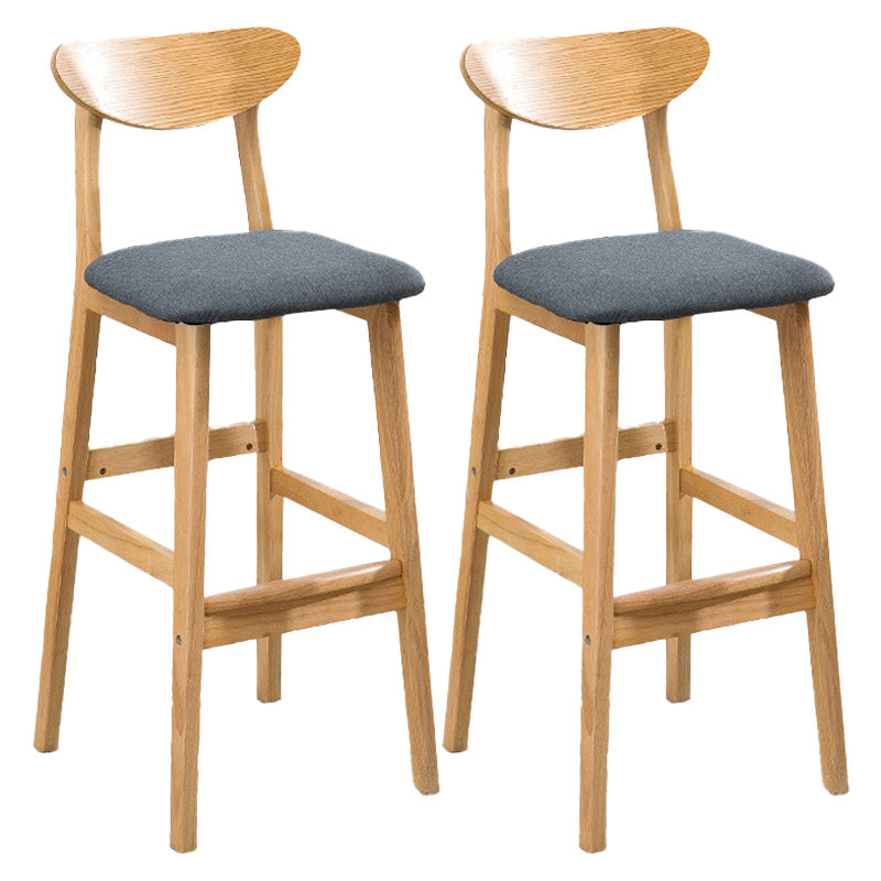 Modern Dessert Shop Oak Wood Stool Matte Finish Upholstered Bar Stools Grey 2 Piece Set Clearhalo 'Bar Furniture' 'Bar Stools' 'bar_stools' 'furn' 'furn_bar_stools' 'Furniture' 'furniture_bar_stools' 'Kitchen & Dining Furniture' 5080203