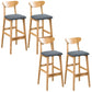 Modern Dessert Shop Oak Wood Stool Matte Finish Upholstered Bar Stools Grey 4 Piece Set Clearhalo 'Bar Furniture' 'Bar Stools' 'bar_stools' 'furn' 'furn_bar_stools' 'Furniture' 'furniture_bar_stools' 'Kitchen & Dining Furniture' 5080205
