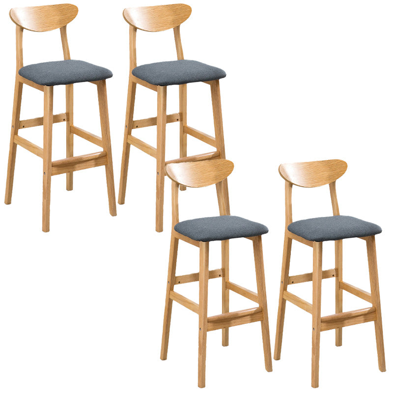 Modern Dessert Shop Oak Wood Stool Matte Finish Upholstered Bar Stools Grey 4 Piece Set Clearhalo 'Bar Furniture' 'Bar Stools' 'bar_stools' 'furn' 'furn_bar_stools' 'Furniture' 'furniture_bar_stools' 'Kitchen & Dining Furniture' 5080205