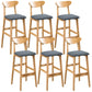 Modern Dessert Shop Oak Wood Stool Matte Finish Upholstered Bar Stools Grey 6 Piece Set Clearhalo 'Bar Furniture' 'Bar Stools' 'bar_stools' 'furn' 'furn_bar_stools' 'Furniture' 'furniture_bar_stools' 'Kitchen & Dining Furniture' 5080207