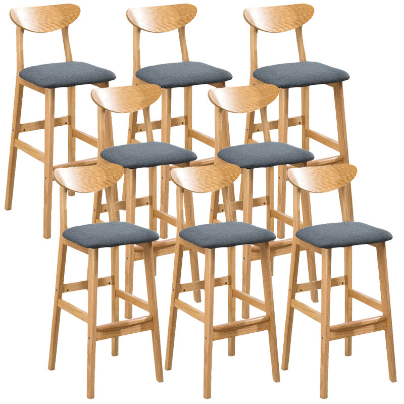 Modern Dessert Shop Oak Wood Stool Matte Finish Upholstered Bar Stools Grey 8 Piece Set Clearhalo 'Bar Furniture' 'Bar Stools' 'bar_stools' 'furn' 'furn_bar_stools' 'Furniture' 'furniture_bar_stools' 'Kitchen & Dining Furniture' 5080208