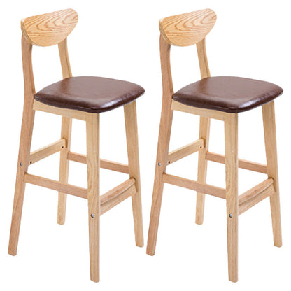 Modern Dessert Shop Oak Wood Stool Matte Finish Upholstered Bar Stools Brown 2 Piece Set Clearhalo 'Bar Furniture' 'Bar Stools' 'bar_stools' 'furn' 'furn_bar_stools' 'Furniture' 'furniture_bar_stools' 'Kitchen & Dining Furniture' 5080210