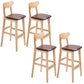 Modern Dessert Shop Oak Wood Stool Matte Finish Upholstered Bar Stools Brown 4 Piece Set Clearhalo 'Bar Furniture' 'Bar Stools' 'bar_stools' 'furn' 'furn_bar_stools' 'Furniture' 'furniture_bar_stools' 'Kitchen & Dining Furniture' 5080212