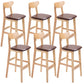 Modern Dessert Shop Oak Wood Stool Matte Finish Upholstered Bar Stools Brown 6 Piece Set Clearhalo 'Bar Furniture' 'Bar Stools' 'bar_stools' 'furn' 'furn_bar_stools' 'Furniture' 'furniture_bar_stools' 'Kitchen & Dining Furniture' 5080214