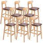 Modern Dessert Shop Oak Wood Stool Matte Finish Upholstered Bar Stools Brown 8 Piece Set Clearhalo 'Bar Furniture' 'Bar Stools' 'bar_stools' 'furn' 'furn_bar_stools' 'Furniture' 'furniture_bar_stools' 'Kitchen & Dining Furniture' 5080216