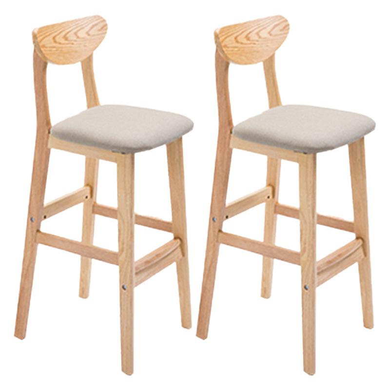 Modern Dessert Shop Oak Wood Stool Matte Finish Upholstered Bar Stools Khaki 2 Piece Set Clearhalo 'Bar Furniture' 'Bar Stools' 'bar_stools' 'furn' 'furn_bar_stools' 'Furniture' 'furniture_bar_stools' 'Kitchen & Dining Furniture' 5080218