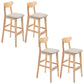 Modern Dessert Shop Oak Wood Stool Matte Finish Upholstered Bar Stools Khaki 4 Piece Set Clearhalo 'Bar Furniture' 'Bar Stools' 'bar_stools' 'furn' 'furn_bar_stools' 'Furniture' 'furniture_bar_stools' 'Kitchen & Dining Furniture' 5080220