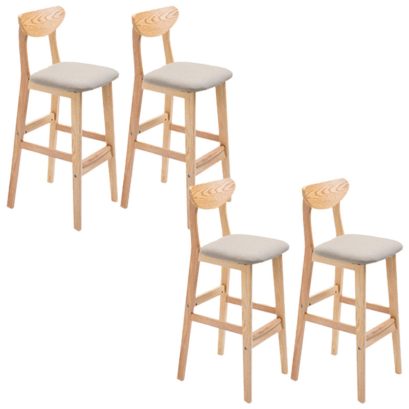 Modern Dessert Shop Oak Wood Stool Matte Finish Upholstered Bar Stools Khaki 4 Piece Set Clearhalo 'Bar Furniture' 'Bar Stools' 'bar_stools' 'furn' 'furn_bar_stools' 'Furniture' 'furniture_bar_stools' 'Kitchen & Dining Furniture' 5080220