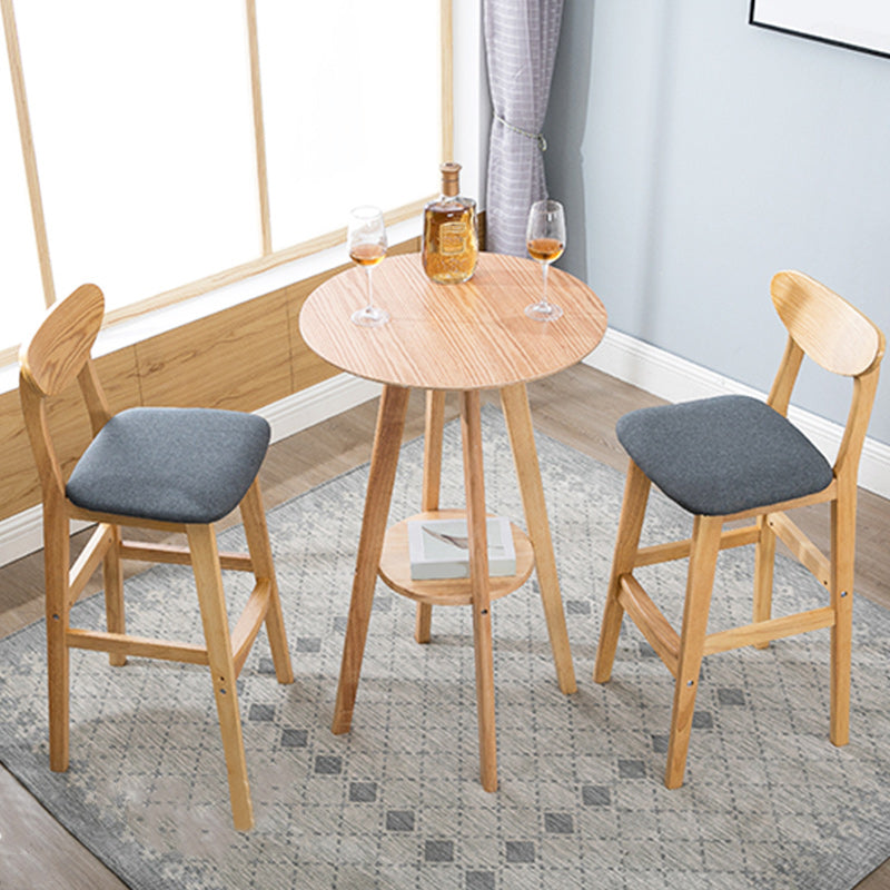 Modern Dessert Shop Oak Wood Stool Matte Finish Upholstered Bar Stools Clearhalo 'Bar Furniture' 'Bar Stools' 'bar_stools' 'furn' 'furn_bar_stools' 'Furniture' 'furniture_bar_stools' 'Kitchen & Dining Furniture' 5080221