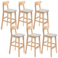 Modern Dessert Shop Oak Wood Stool Matte Finish Upholstered Bar Stools Khaki 6 Piece Set Clearhalo 'Bar Furniture' 'Bar Stools' 'bar_stools' 'furn' 'furn_bar_stools' 'Furniture' 'furniture_bar_stools' 'Kitchen & Dining Furniture' 5080222