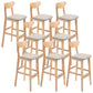 Modern Dessert Shop Oak Wood Stool Matte Finish Upholstered Bar Stools Khaki 8 Piece Set Clearhalo 'Bar Furniture' 'Bar Stools' 'bar_stools' 'furn' 'furn_bar_stools' 'Furniture' 'furniture_bar_stools' 'Kitchen & Dining Furniture' 5080223
