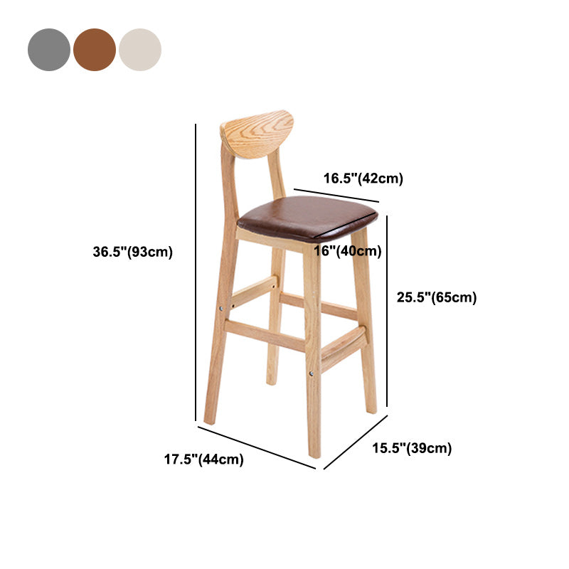 Modern Dessert Shop Oak Wood Stool Matte Finish Upholstered Bar Stools Clearhalo 'Bar Furniture' 'Bar Stools' 'bar_stools' 'furn' 'furn_bar_stools' 'Furniture' 'furniture_bar_stools' 'Kitchen & Dining Furniture' 5080224