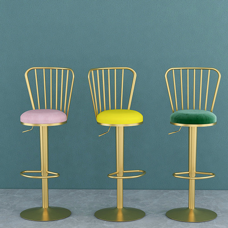 Glam Liftable Backrest Counter Stool Iron Cafe Bar Stool with Cushion and Pedal Clearhalo 'Bar Furniture' 'Bar Stools' 'bar_stools' 'furn' 'furn_bar_stools' 'Furniture' 'furniture_bar_stools' 'Kitchen & Dining Furniture' 5080226