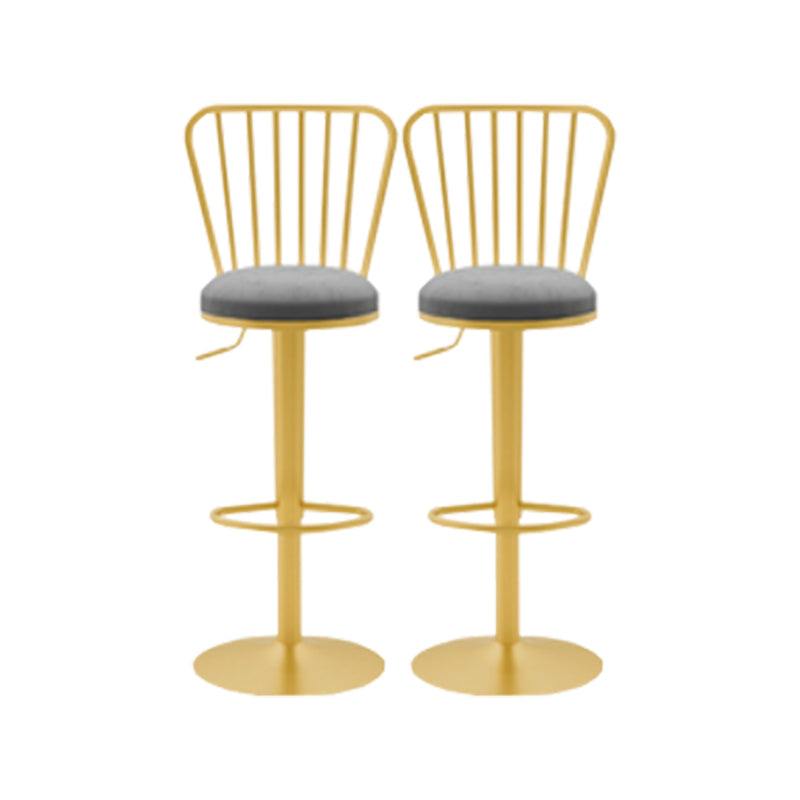 Glam Liftable Backrest Counter Stool Iron Cafe Bar Stool with Cushion and Pedal Grey 2 Piece Set Clearhalo 'Bar Furniture' 'Bar Stools' 'bar_stools' 'furn' 'furn_bar_stools' 'Furniture' 'furniture_bar_stools' 'Kitchen & Dining Furniture' 5080227