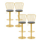 Glam Liftable Backrest Counter Stool Iron Cafe Bar Stool with Cushion and Pedal Grey 4 Piece Set Clearhalo 'Bar Furniture' 'Bar Stools' 'bar_stools' 'furn' 'furn_bar_stools' 'Furniture' 'furniture_bar_stools' 'Kitchen & Dining Furniture' 5080228