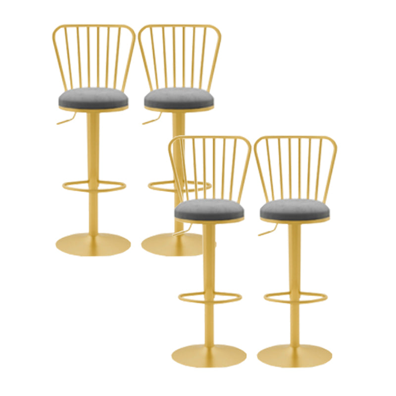 Glam Liftable Backrest Counter Stool Iron Cafe Bar Stool with Cushion and Pedal Grey 4 Piece Set Clearhalo 'Bar Furniture' 'Bar Stools' 'bar_stools' 'furn' 'furn_bar_stools' 'Furniture' 'furniture_bar_stools' 'Kitchen & Dining Furniture' 5080228