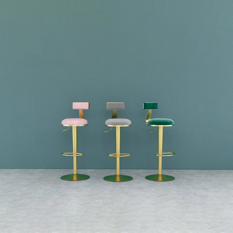 Glam Liftable Backrest Counter Stool Iron Cafe Bar Stool with Cushion and Pedal Clearhalo 'Bar Furniture' 'Bar Stools' 'bar_stools' 'furn' 'furn_bar_stools' 'Furniture' 'furniture_bar_stools' 'Kitchen & Dining Furniture' 5080229