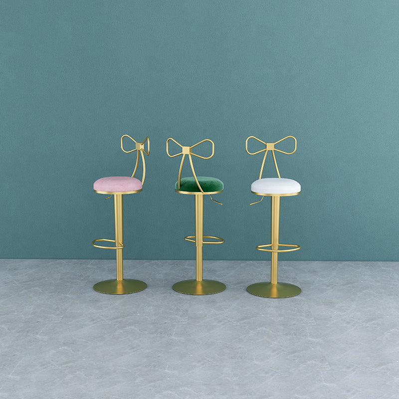 Glam Liftable Backrest Counter Stool Iron Cafe Bar Stool with Cushion and Pedal Clearhalo 'Bar Furniture' 'Bar Stools' 'bar_stools' 'furn' 'furn_bar_stools' 'Furniture' 'furniture_bar_stools' 'Kitchen & Dining Furniture' 5080230