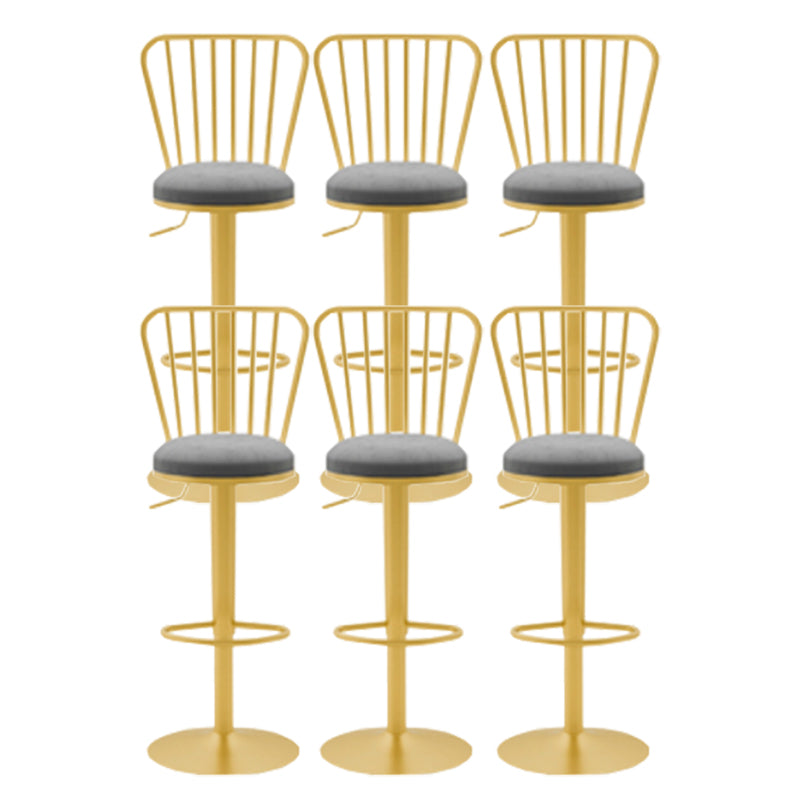 Glam Liftable Backrest Counter Stool Iron Cafe Bar Stool with Cushion and Pedal Grey 6 Piece Set Clearhalo 'Bar Furniture' 'Bar Stools' 'bar_stools' 'furn' 'furn_bar_stools' 'Furniture' 'furniture_bar_stools' 'Kitchen & Dining Furniture' 5080231