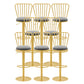 Glam Liftable Backrest Counter Stool Iron Cafe Bar Stool with Cushion and Pedal Grey 8 Piece Set Clearhalo 'Bar Furniture' 'Bar Stools' 'bar_stools' 'furn' 'furn_bar_stools' 'Furniture' 'furniture_bar_stools' 'Kitchen & Dining Furniture' 5080233