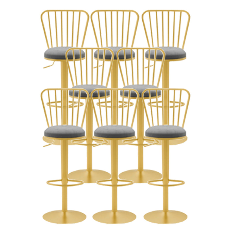 Glam Liftable Backrest Counter Stool Iron Cafe Bar Stool with Cushion and Pedal Grey 8 Piece Set Clearhalo 'Bar Furniture' 'Bar Stools' 'bar_stools' 'furn' 'furn_bar_stools' 'Furniture' 'furniture_bar_stools' 'Kitchen & Dining Furniture' 5080233
